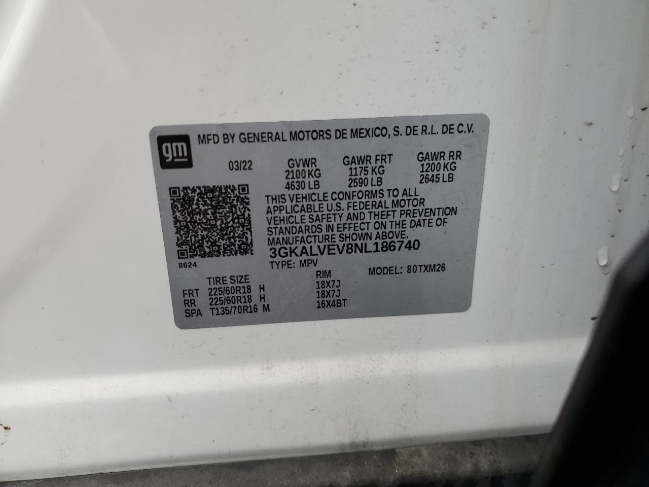 2022 GMC Terrain Slt VIN: 3GKALVEV8NL186740 Lot: 81611555