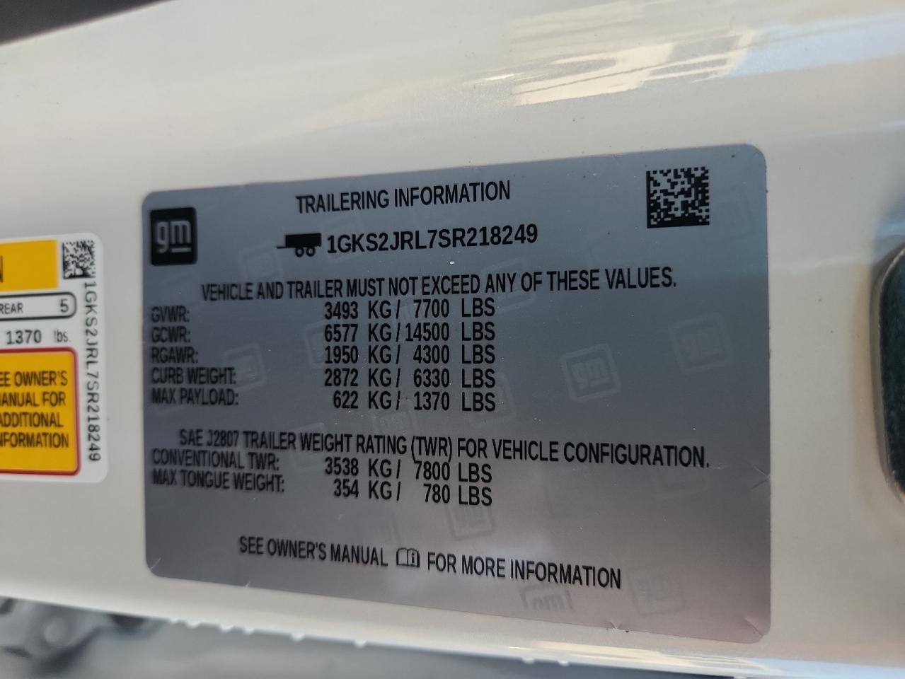 2025 GMC Yukon Xl Denali VIN: 1GKS2JRL7SR218249 Lot: 84339705