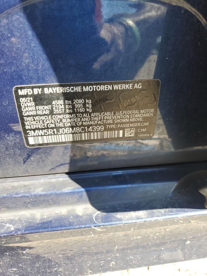 2021 BMW 330I VIN: 3MW5R1J06M8C14399 Lot: 70949545