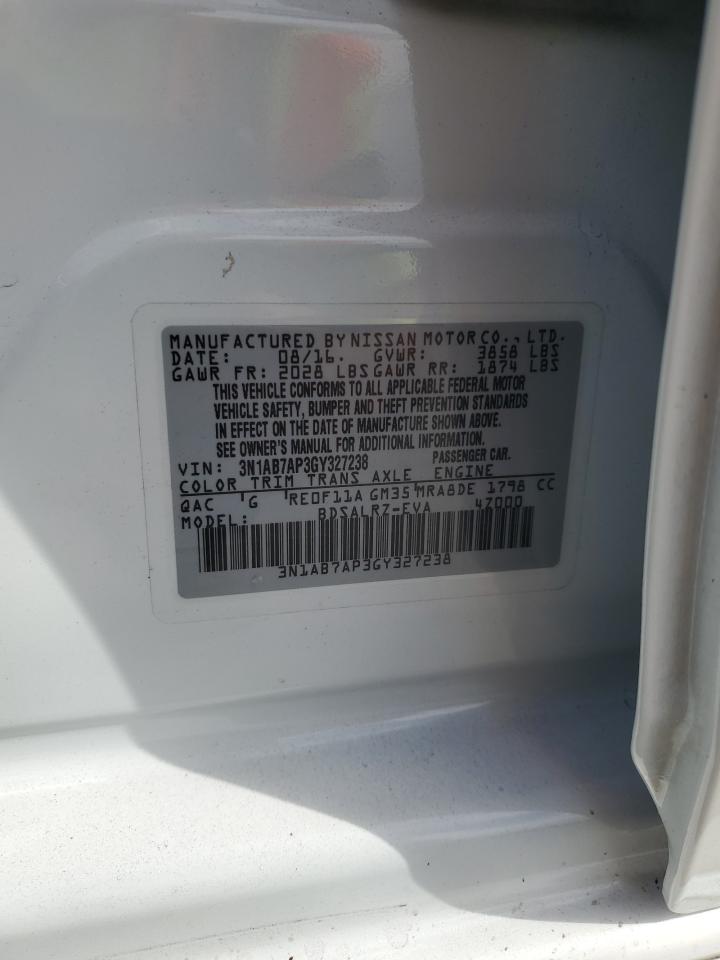 2016 Nissan Sentra S VIN: 3N1AB7AP3GY327238 Lot: 81108775