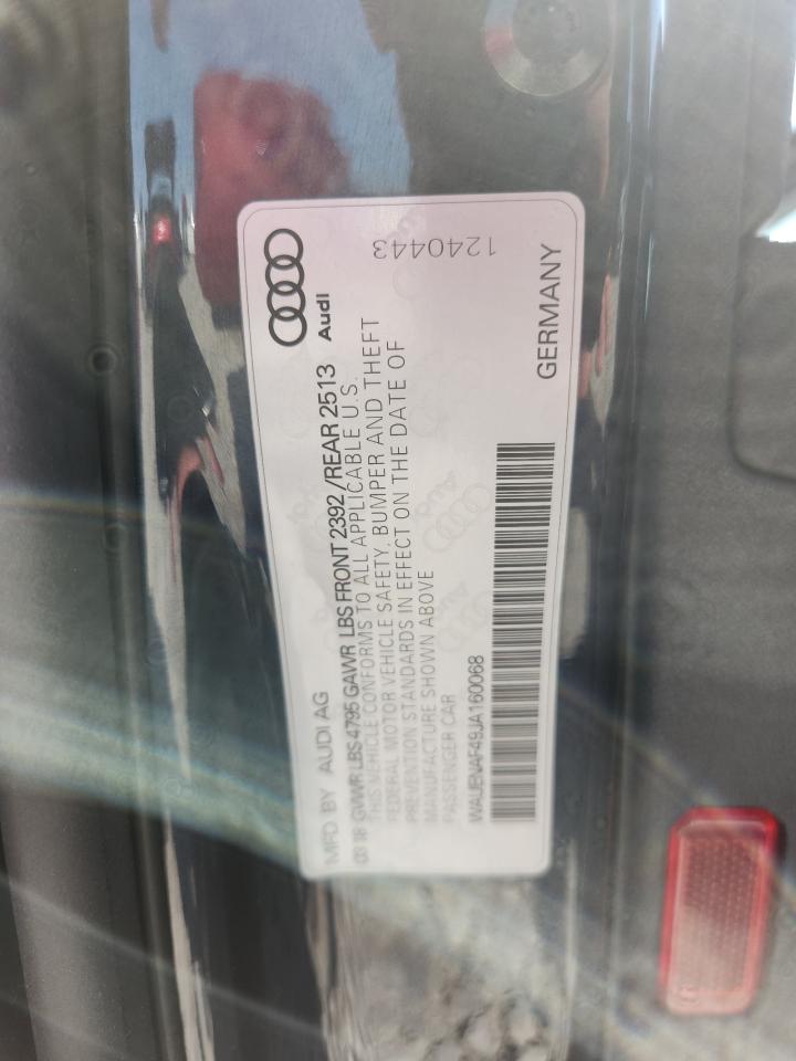 2018 Audi A4 Premium Plus VIN: WAUENAF49JA160068 Lot: 80691605