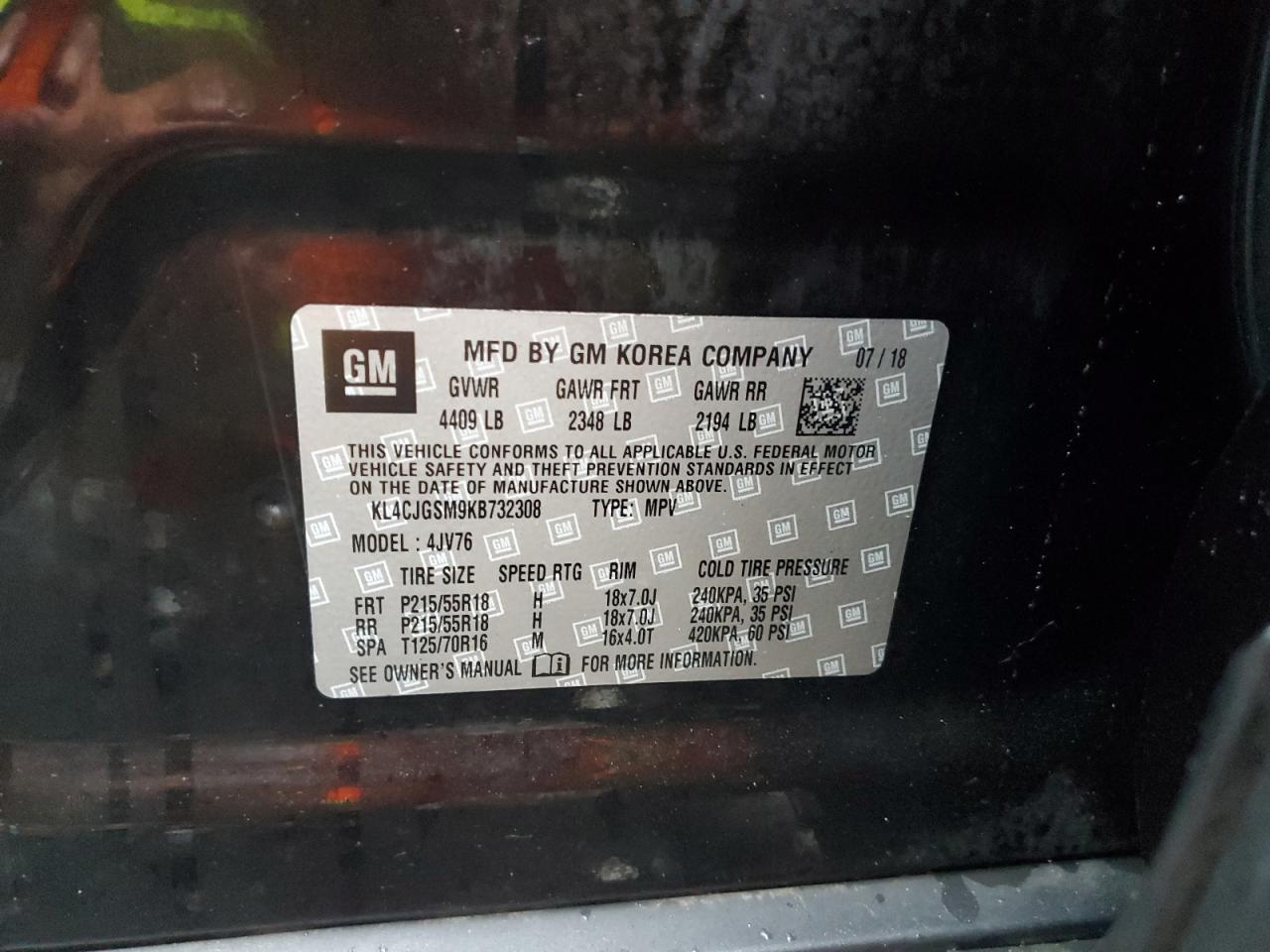 2019 Buick Encore Essence VIN: KL4CJGSM9KB732308 Lot: 83869595