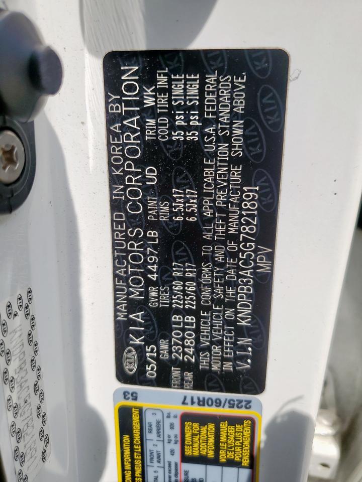 2016 Kia Sportage Lx VIN: KNDPB3AC5G7821891 Lot: 71226965