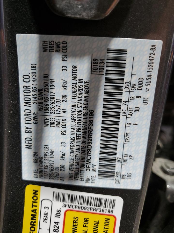 2024 Ford Bronco Sport Badlands VIN: 3FMCR9D92RRF36196 Lot: 82067205