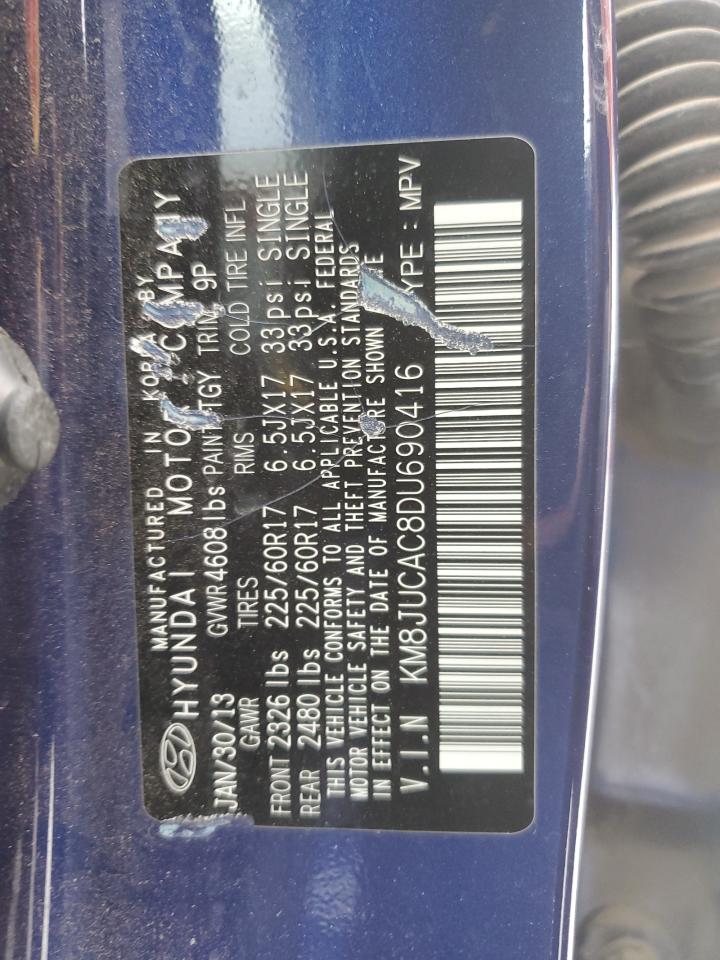 2013 Hyundai Tucson Gls VIN: KM8JUCAC8DU690416 Lot: 81368935