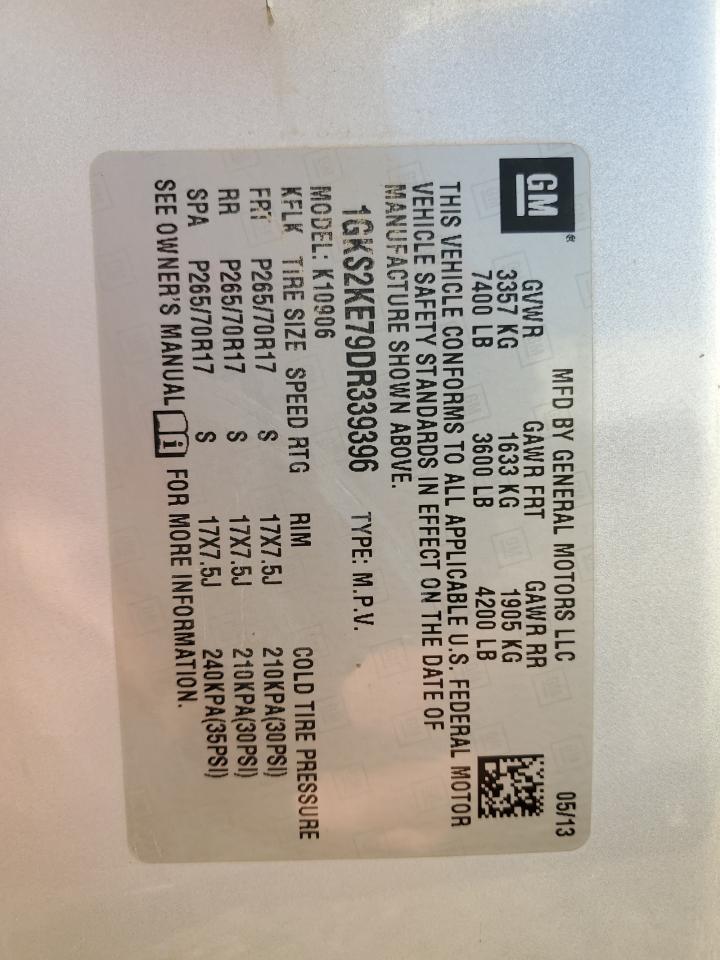 2013 GMC Yukon Xl K1500 Slt VIN: 1GKS2KE79DR339396 Lot: 81825735