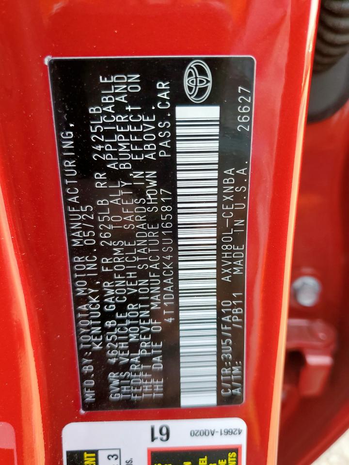 2025 Toyota Camry Xse VIN: 4T1DAACK4SU165817 Lot: 84460605