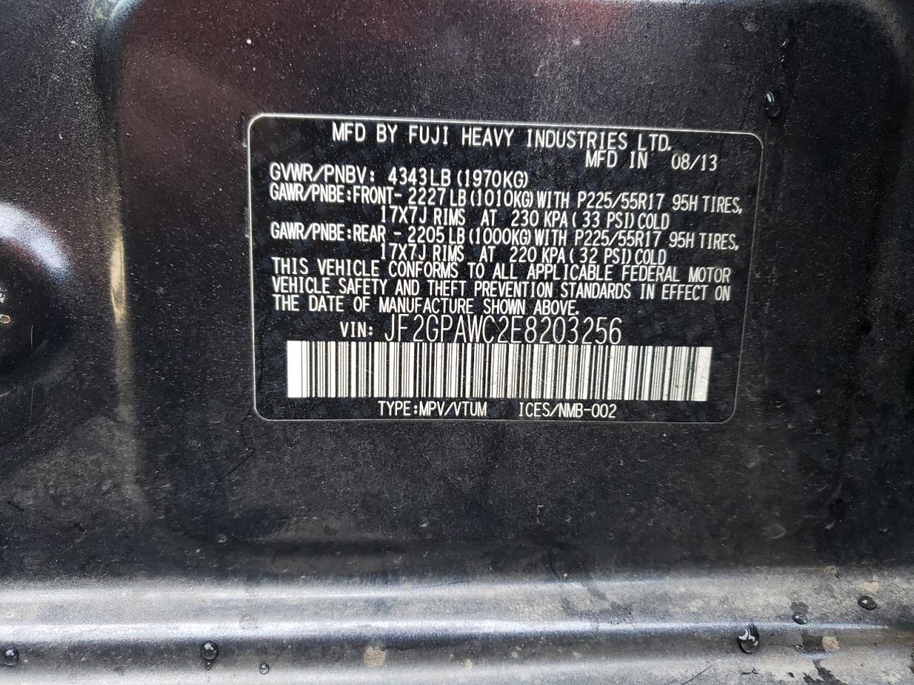 2014 Subaru Xv Crosstrek 2.0 Premium VIN: JF2GPAWC2E8203256 Lot: 72071295