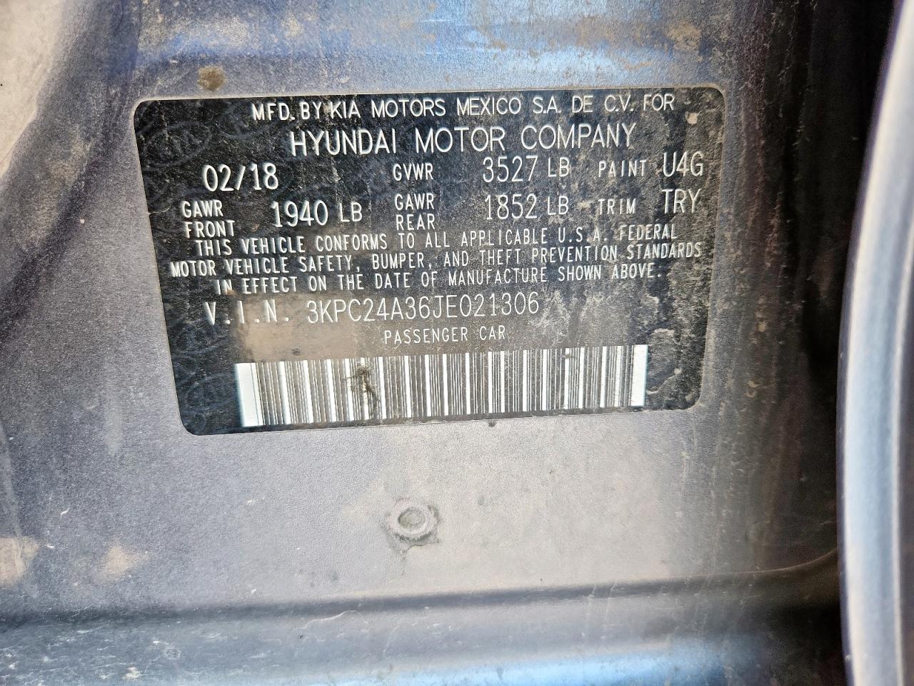 2018 Hyundai Accent Se VIN: 3KPC24A36JE021306 Lot: 80212865
