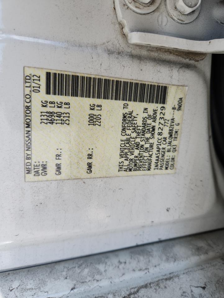 2012 Nissan Maxima S VIN: 1N4AA5AP1CC827329 Lot: 82073945