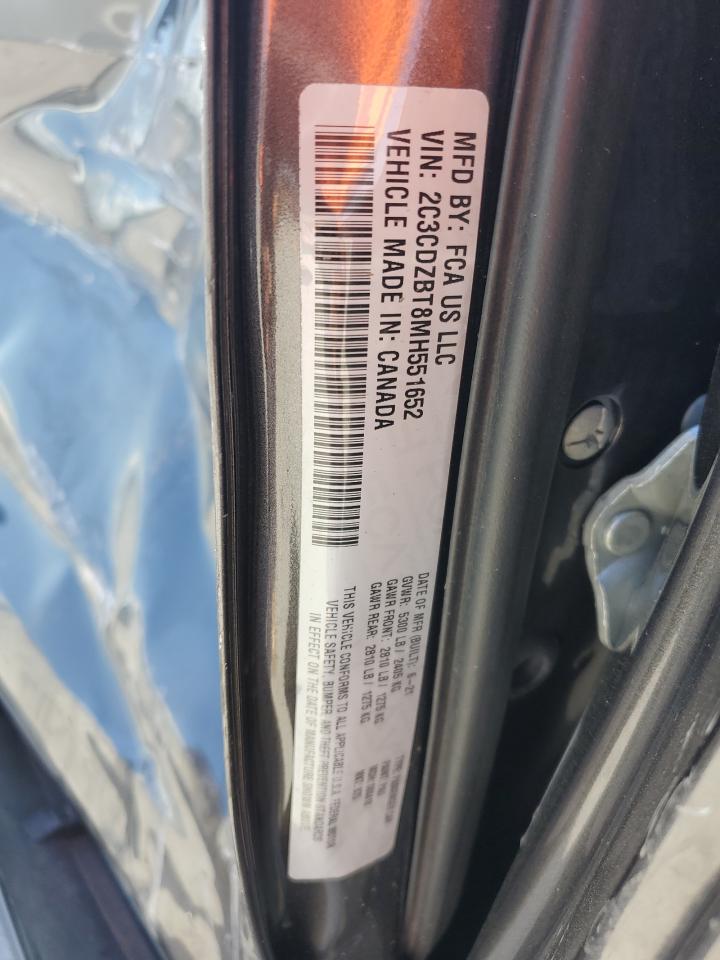 2021 Dodge Challenger R/T VIN: 2C3CDZBT8MH551652 Lot: 84023455