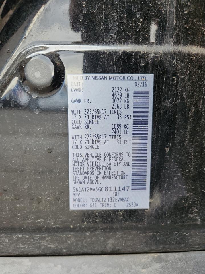 2016 Nissan Rogue S VIN: 5N1AT2MV5GC811147 Lot: 81041925