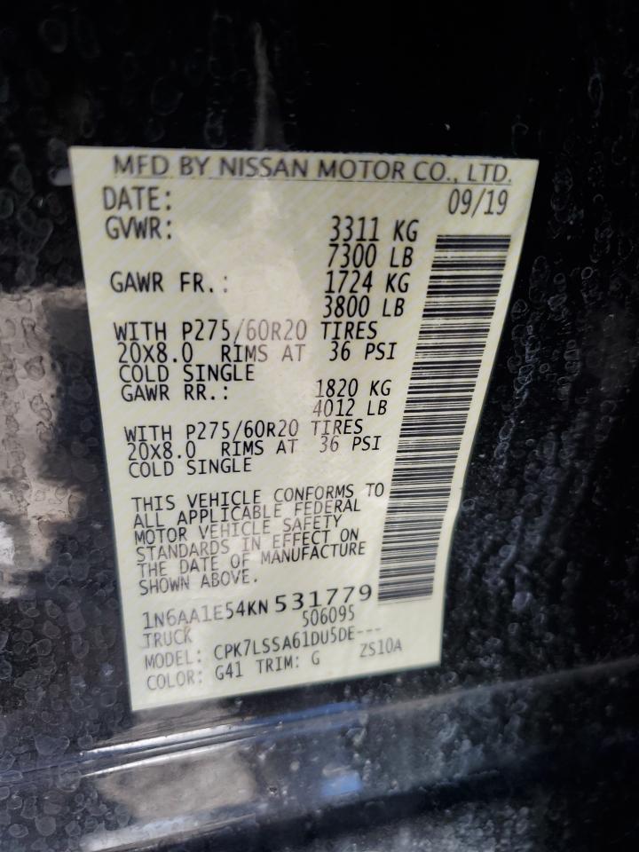 2019 Nissan Titan Sv VIN: 1N6AA1E54KN531779 Lot: 81042085