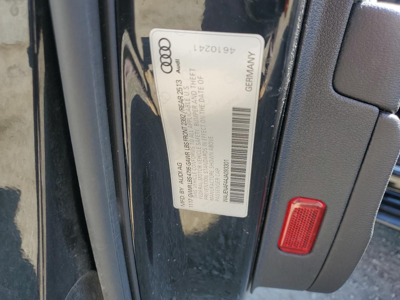 2018 Audi A4 Premium Plus VIN: WAUENAF44JA093301 Lot: 80504565