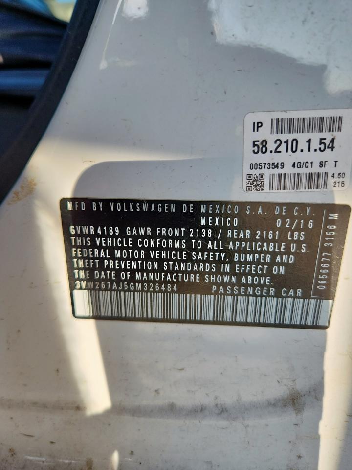 2016 Volkswagen Jetta S VIN: 3VW267AJ5GM326484 Lot: 80216185