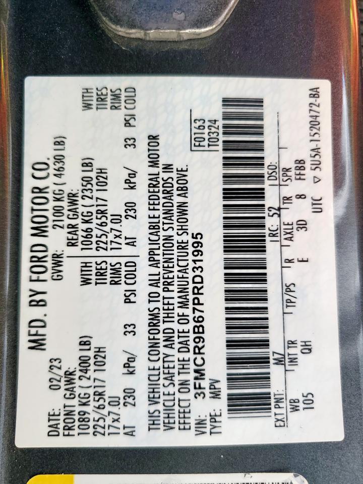 2023 Ford Bronco Sport Big Bend VIN: 3FMCR9B67PRD31995 Lot: 71877885