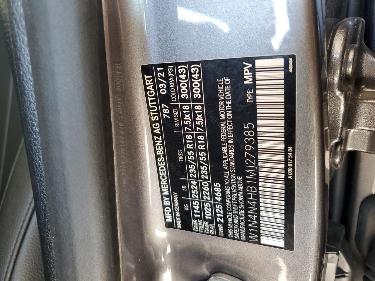 2021 Mercedes-Benz Gla 250 4Matic VIN: W1N4N4HB1MJ279385 Lot: 84227145