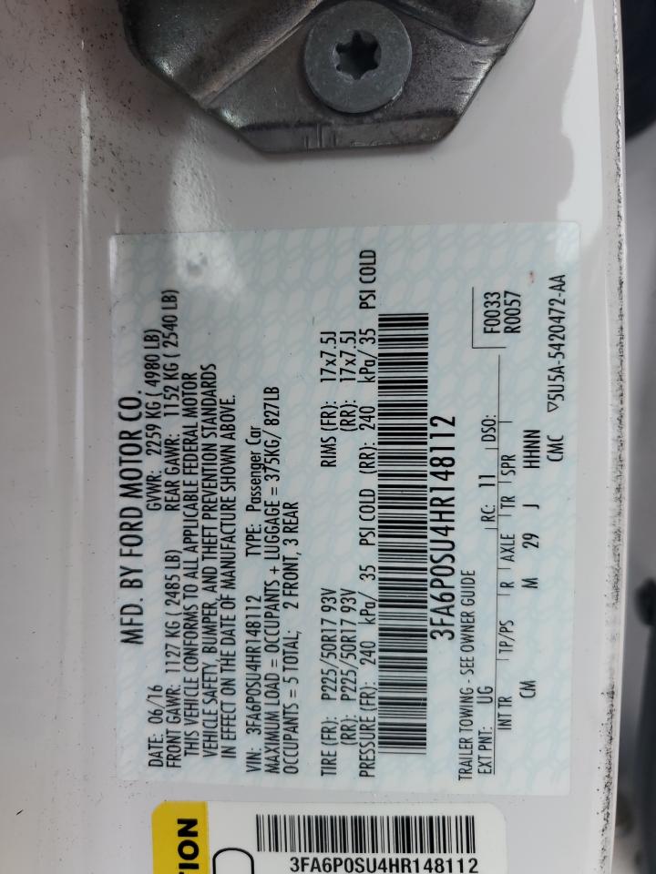 2017 Ford Fusion Titanium Phev VIN: 3FA6P0SU4HR148112 Lot: 84722335