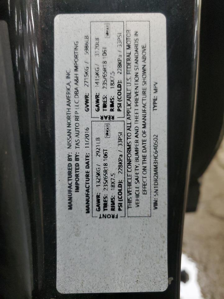 2017 Nissan Pathfinder S VIN: 5N1DR2MM3HC640502 Lot: 71674195