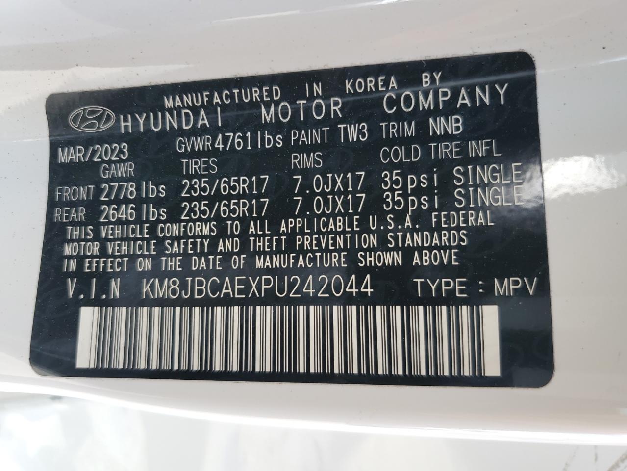 2023 Hyundai Tucson Sel VIN: KM8JBCAEXPU242044 Lot: 80619745