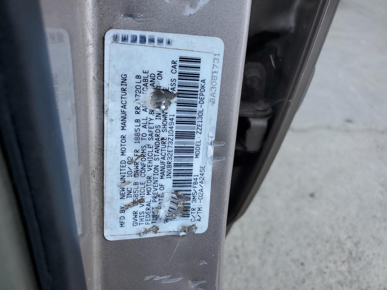 2003 Toyota Corolla Ce VIN: 1NXBR32E73Z104941 Lot: 80322115