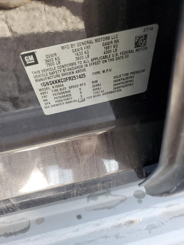 2015 Chevrolet Suburban K1500 Ltz VIN: 1GNSKKKC0FR251425 Lot: 81268915