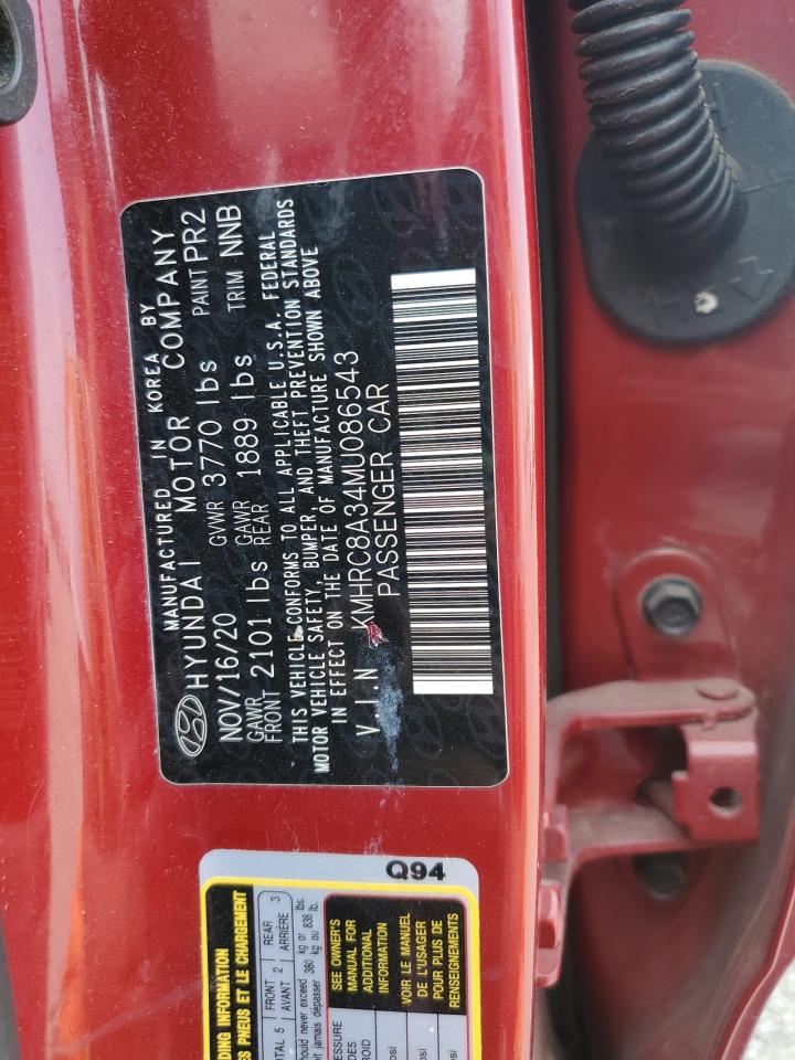 2021 Hyundai Venue Sel VIN: KMHRC8A34MU086543 Lot: 71604395