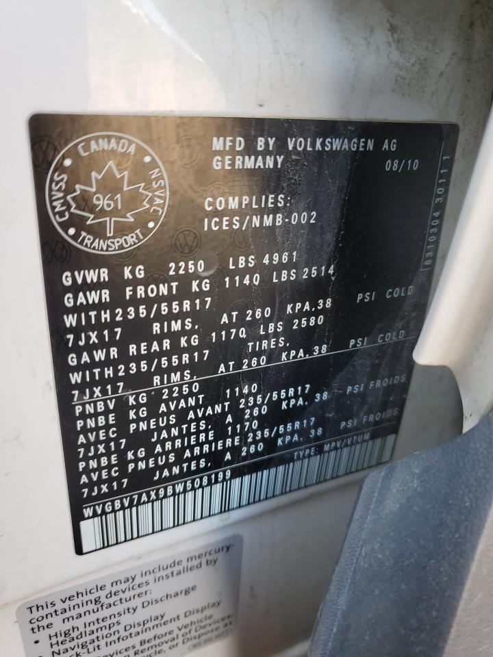 2011 Volkswagen Tiguan S VIN: WVGBV7AX9BW508199 Lot: 80304985