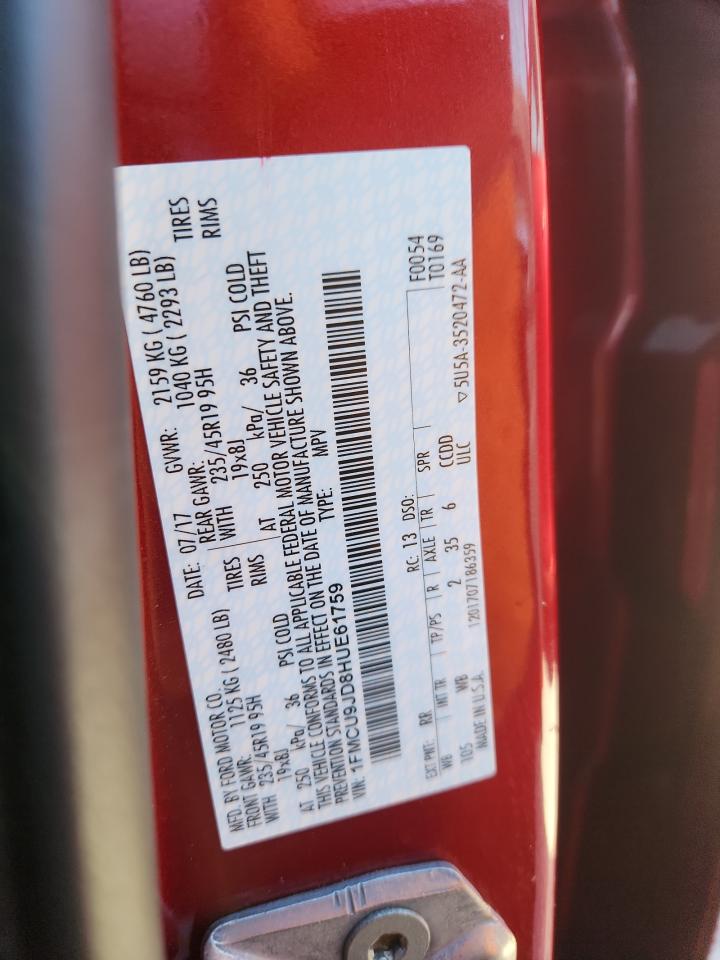 2017 Ford Escape Titanium VIN: 1FMCU9JD8HUE61759 Lot: 71915395