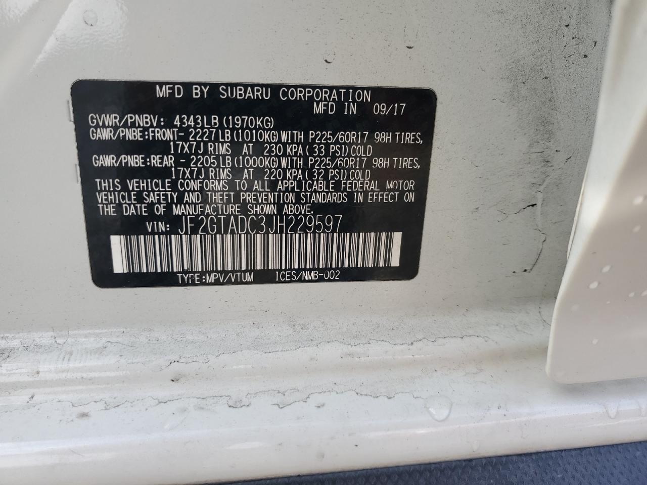 2018 Subaru Crosstrek Premium VIN: JF2GTADC3JH229597 Lot: 81162905