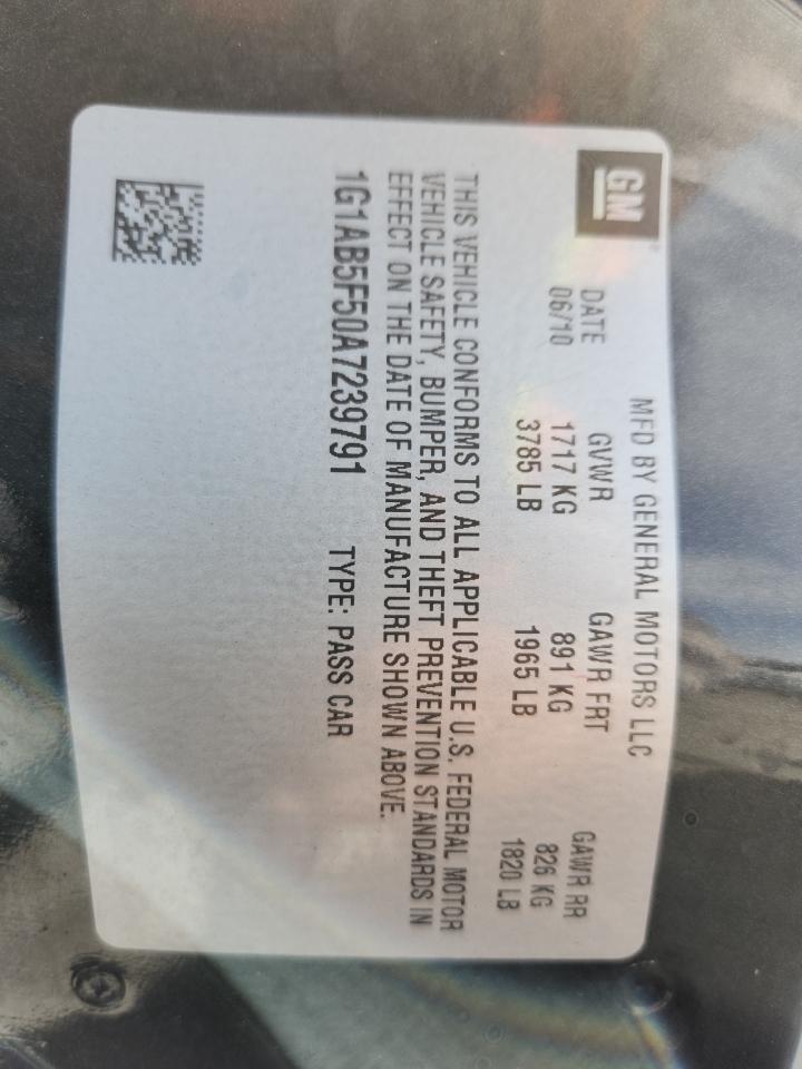 2010 Chevrolet Cobalt Ls VIN: 1G1AB5F50A7239791 Lot: 81650075