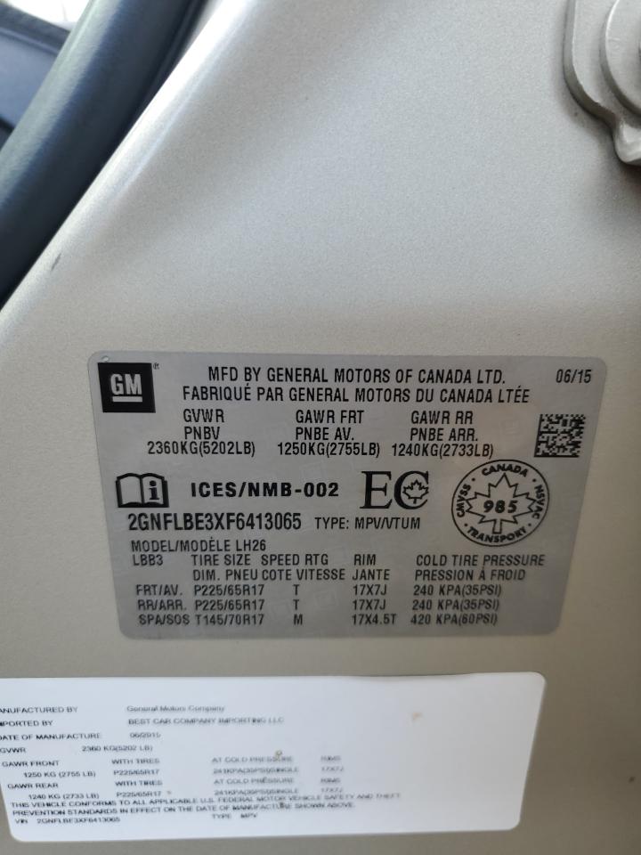 2015 Chevrolet Equinox Lt VIN: 2GNFLBE3XF6413065 Lot: 83962585