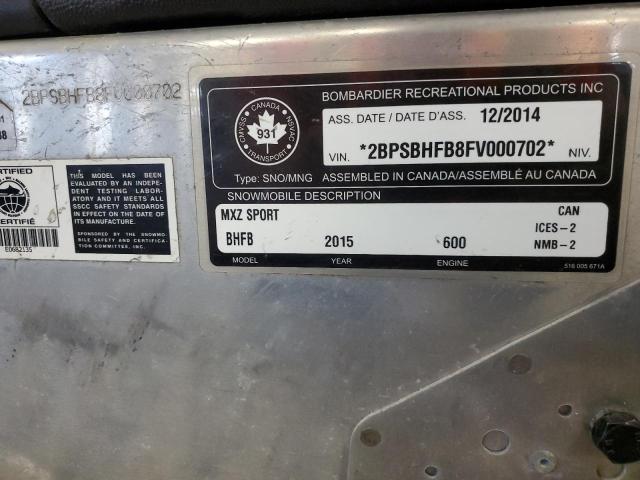 2015 SKIDOO MXZ SPORT  