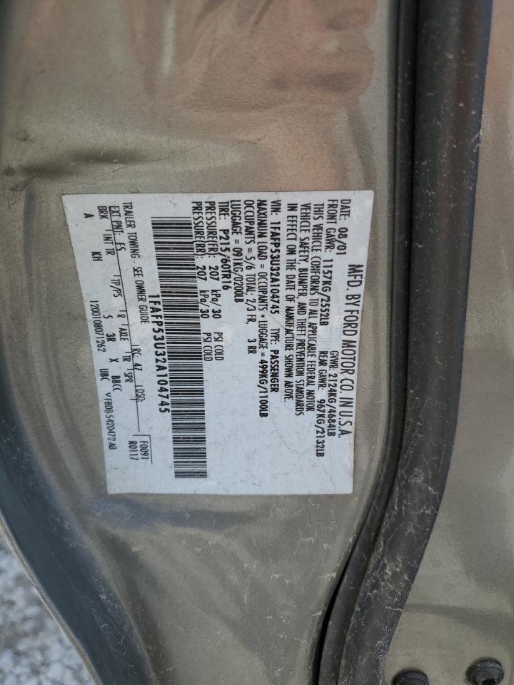 2002 Ford Taurus Se VIN: 1FAFP53U32A104745 Lot: 81649255