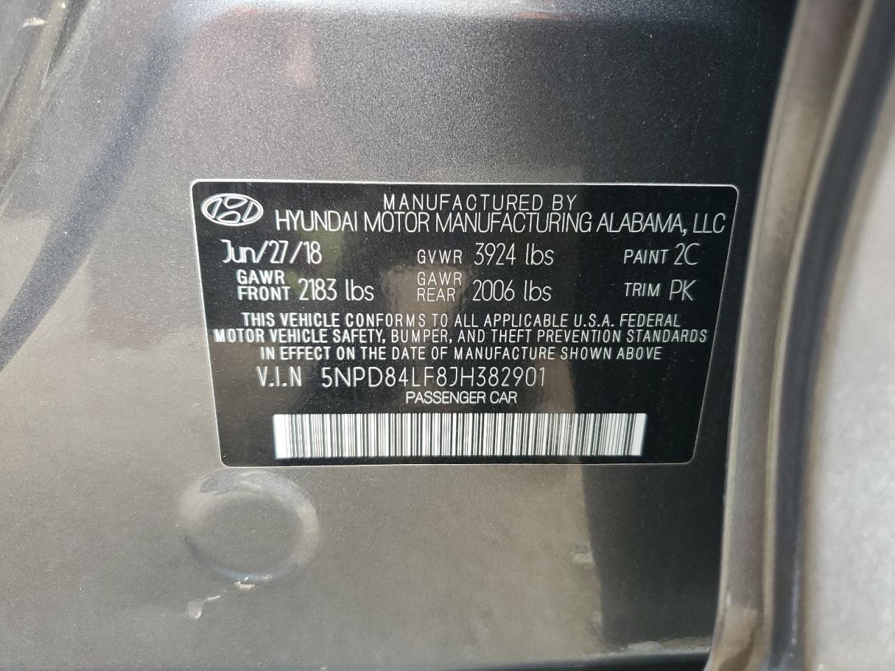 2018 Hyundai Elantra Sel VIN: 5NPD84LF8JH382901 Lot: 83774935