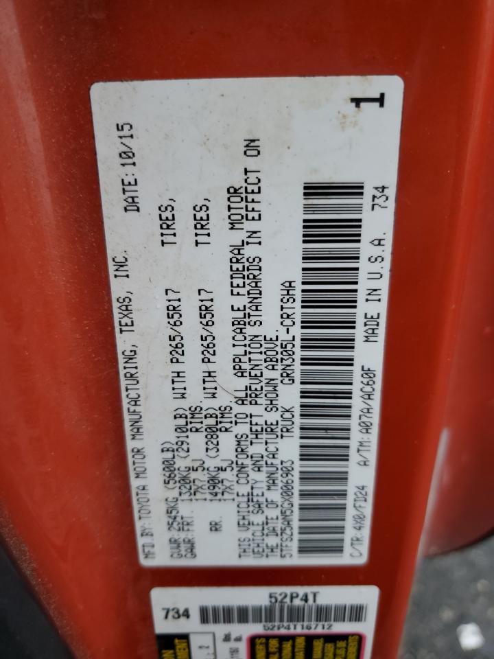 2016 Toyota Tacoma Access Cab VIN: 5TFSZ5AN5GX006903 Lot: 80836105