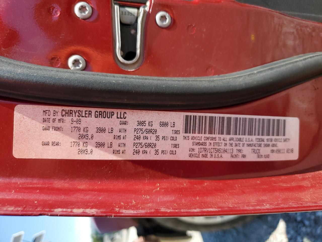 2010 Dodge Ram 1500 VIN: 1D7RV1CT5AS104113 Lot: 71408495