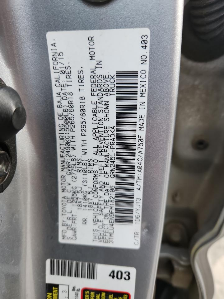 2015 Toyota Tacoma Double Cab VIN: 3TMLU4EN9FM182106 Lot: 82088595