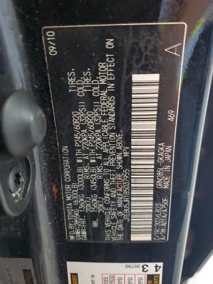 2011 Toyota 4Runner Sr5 VIN: JTEBU5JR1B5037955 Lot: 81716255