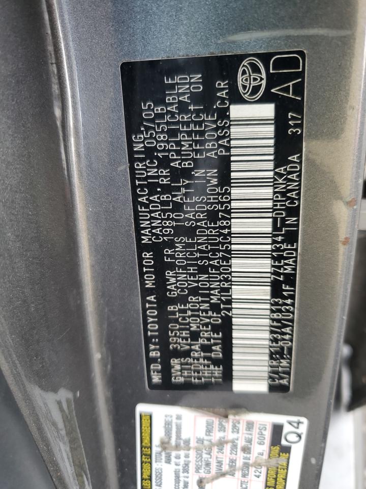 2005 Toyota Corolla Matrix Base VIN: 2T1LR30E75C487565 Lot: 81618145