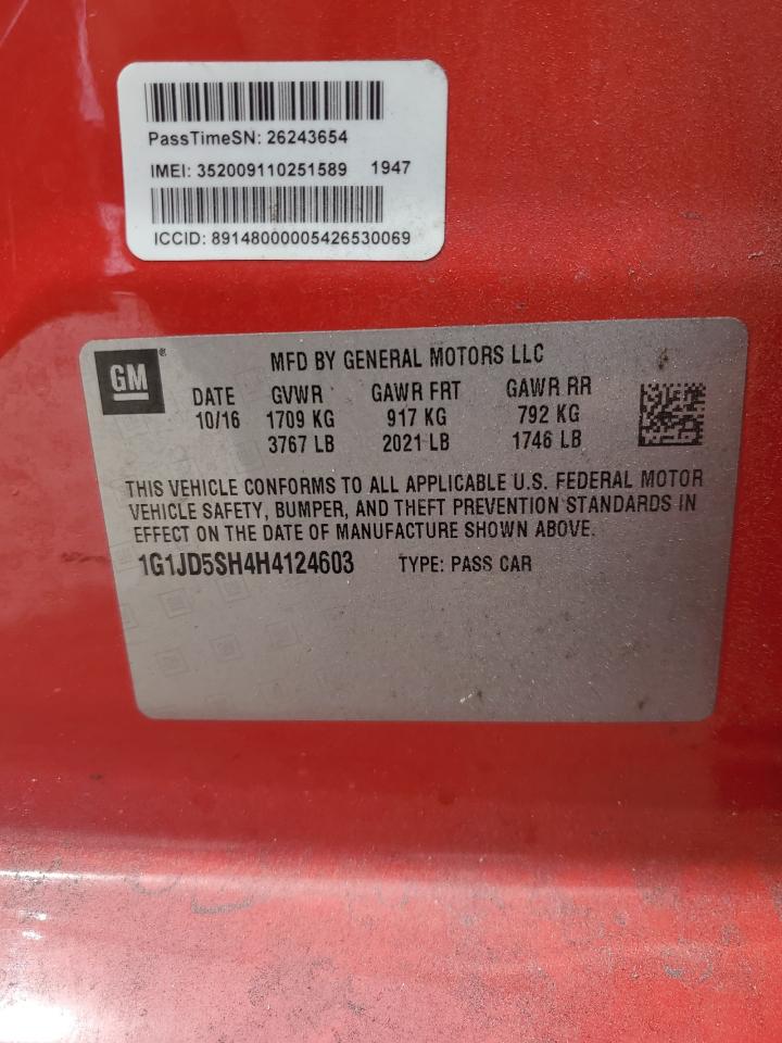 2017 Chevrolet Sonic Lt VIN: 1G1JD5SH4H4124603 Lot: 80303385