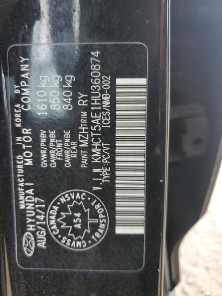 2017 Hyundai Accent Se VIN: KMHCT5AE1HU360874 Lot: 81426345