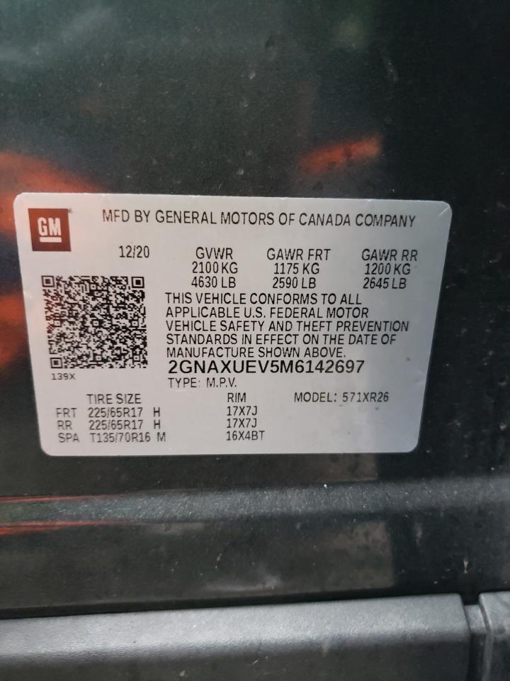 2021 Chevrolet Equinox Lt VIN: 2GNAXUEV5M6142697 Lot: 80615015