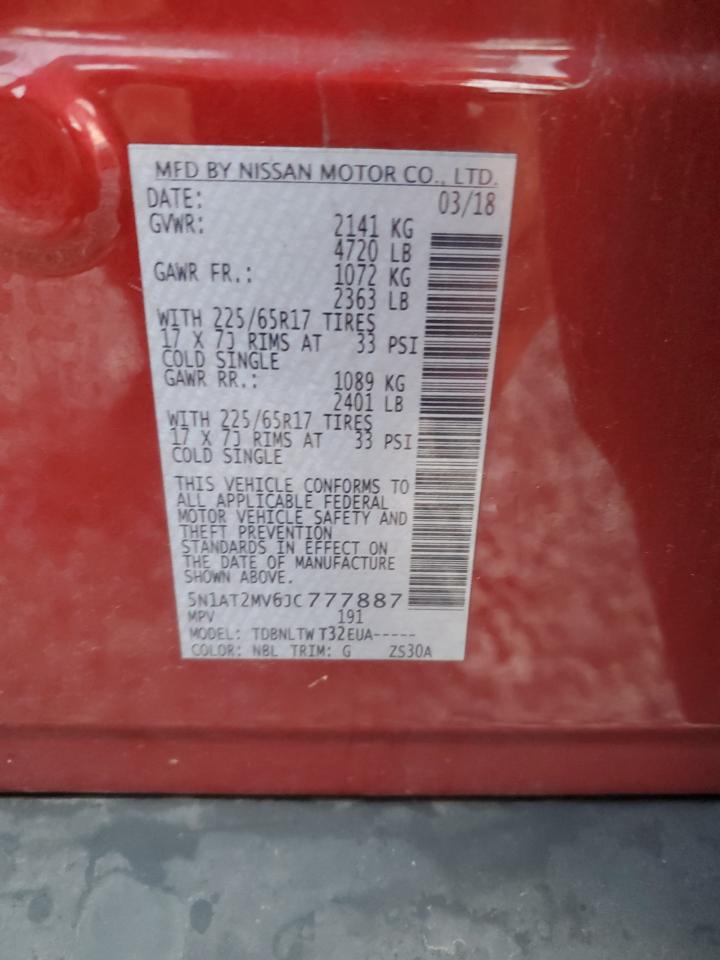 2018 Nissan Rogue S VIN: 5N1AT2MV6JC777887 Lot: 71828665