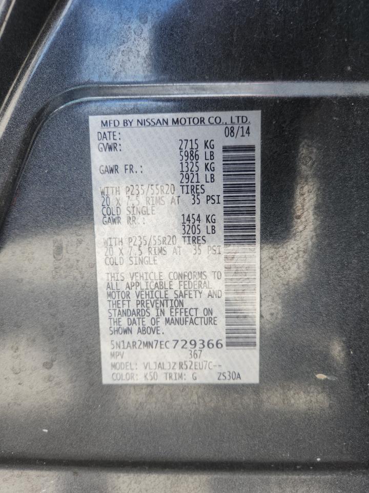 2014 Nissan Pathfinder S VIN: 5N1AR2MN7EC729366 Lot: 80098135