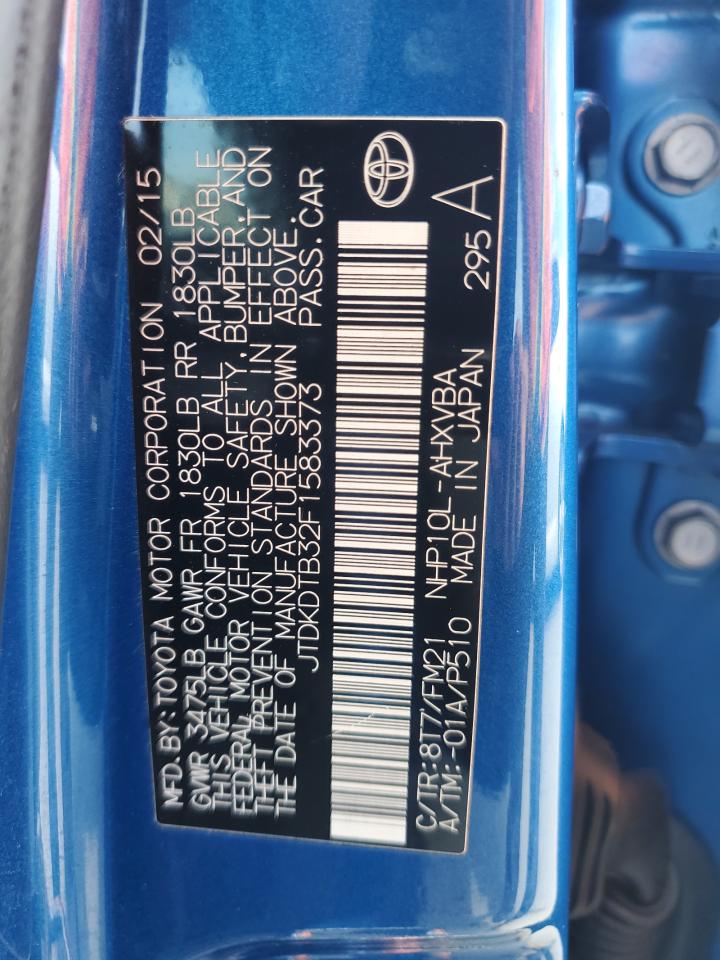 2015 Toyota Prius C VIN: JTDKDTB32F1583373 Lot: 70810565