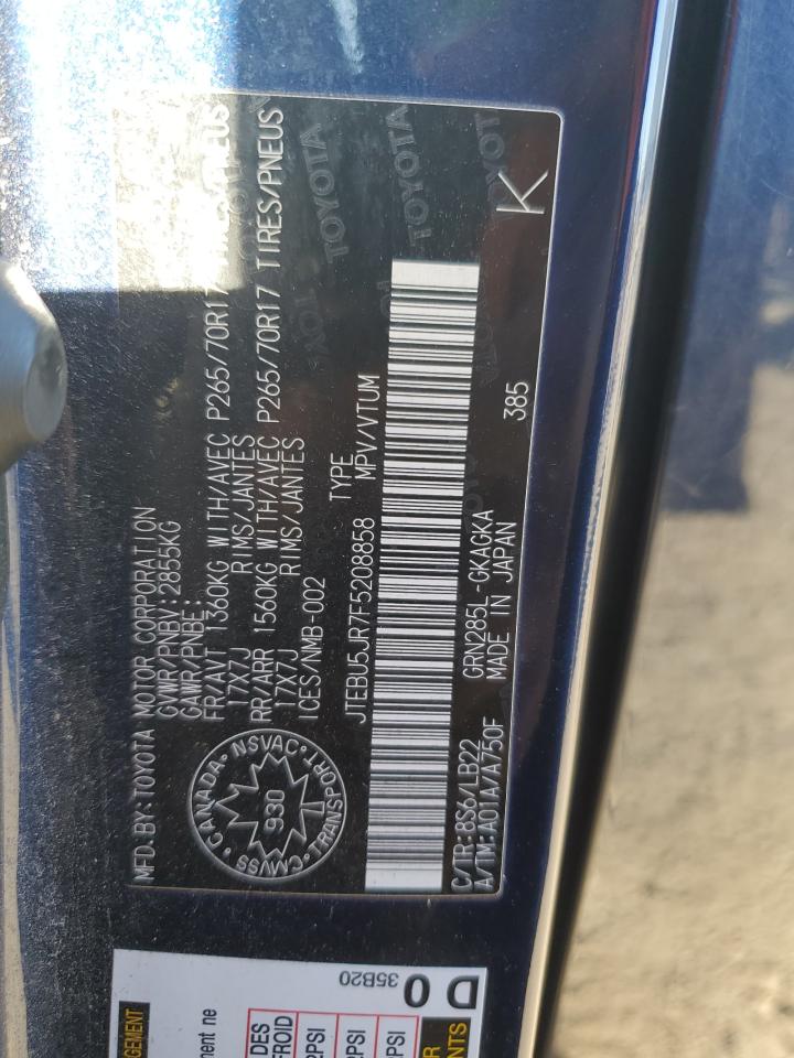 2015 Toyota 4Runner Sr5/Sr5 Premium VIN: JTEBU5JR7F5208858 Lot: 80821245