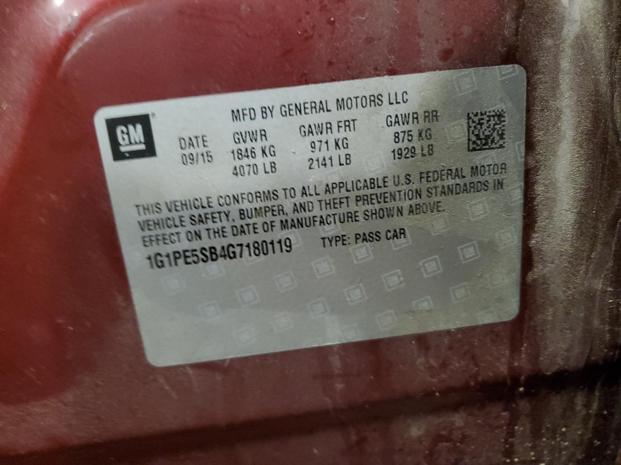 2016 Chevrolet Cruze Limited Lt VIN: 1G1PE5SB4G7180119 Lot: 81655415