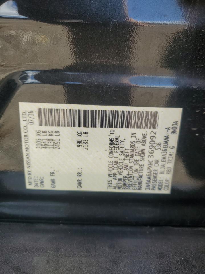 2017 Nissan Maxima 3.5S VIN: 1N4AA6APXHC369092 Lot: 71640615