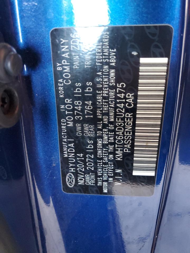 2015 Hyundai Veloster VIN: KMHTC6AD3FU241475 Lot: 71849575
